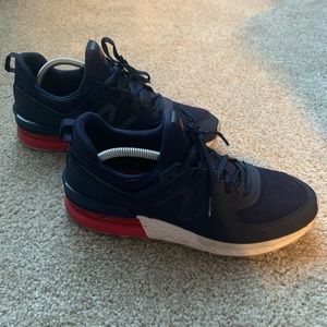 Men’s New Balance 574 Running Shoes Red White and Blue Rare